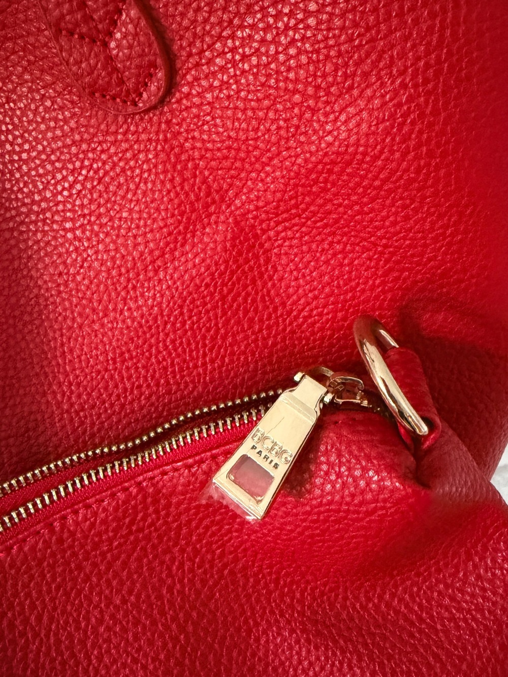 BCBG Paris Red Leather Tote Bag - Picture 3 of 8